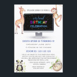 Jungle Forest Friends Boy Virtual Birthday Party Einladung<br><div class="desc">JEDES Alter für Kinder! Organisieren Sie eine virtuelle Geburtstagsfeier und feiern Sie mit Freunden und Familie. Charmantes Design mit einem modernen schwarzen Desktop, Panda Bär, Steckplatz, Affen Giraffe Dschungelwald Freund in Aquarell, farbenfrohe "virtuelle Geburtstagsfeier" Typografie. Verwenden Sie das Tool Personalisieren, um Ihre Informationen hinzuzufügen. Für passende Artikel besuchen Sie bitte...</div>