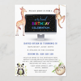 Jungle Forest Friends Boy Virtual Birthday Party Einladung