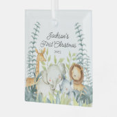 Jungle Foto Boys Baby's First Christmas Ornament Aus Glas (Vorderseite links)