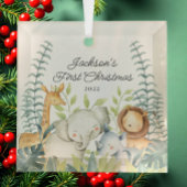Jungle Foto Boys Baby's First Christmas Ornament Aus Glas