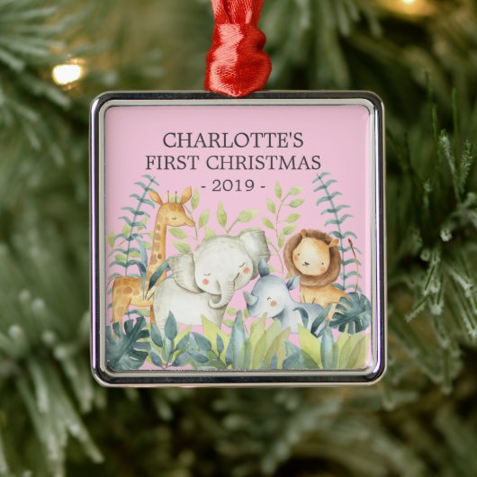 Jungle Foto Girls Baby's First Christmas Ornament (Baum)