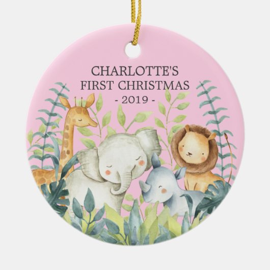 Jungle Foto Girls Baby's First Christmas Ornament (Vorne)