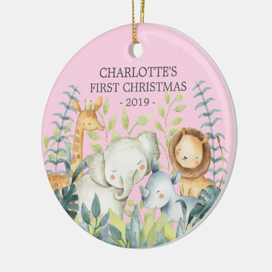 Jungle Foto Girls Baby's First Christmas Ornament (Links)