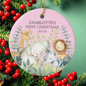 Jungle Foto Girls Baby's First Christmas Ornament