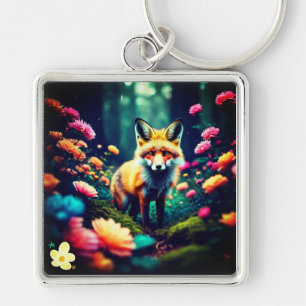"Jungle Fox and Floral Bliss" Schlüsselanhänger