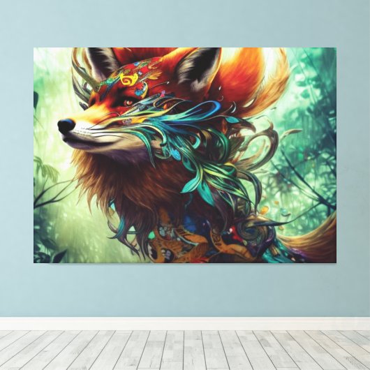 Jungle Fox Canvas Print Leinwanddruck (Insitu (Holzboden))