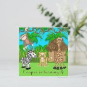 Jungle Fun zum Geburtstag Einladung (Stehend Vorderseite)