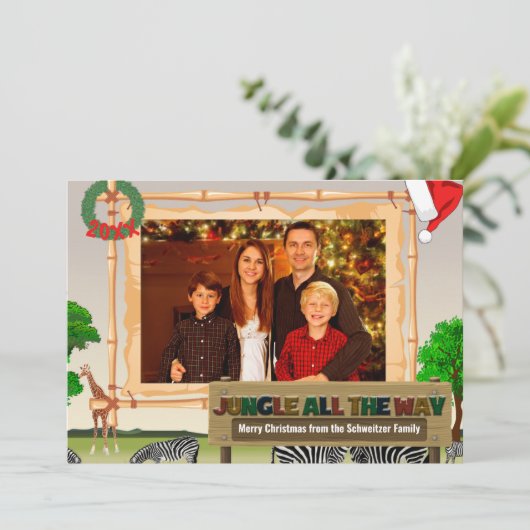 Jungle ganz nach Weihnachten Einladung (Stehend Vorderseite)