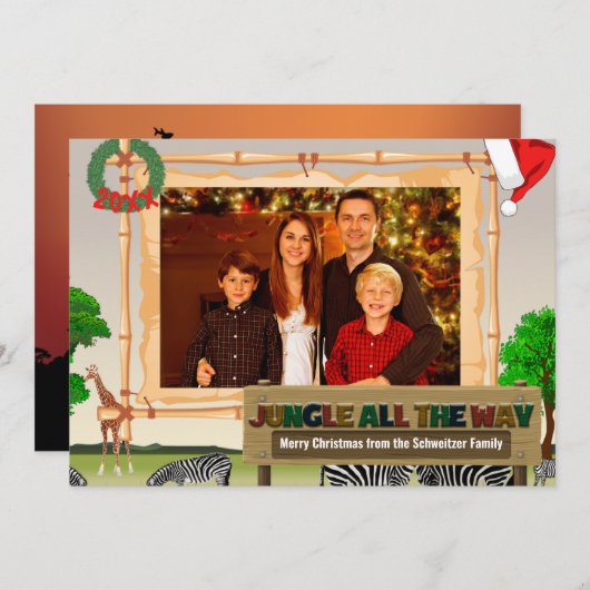 Jungle ganz nach Weihnachten Einladung (Vorne/Hinten)