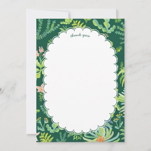 Jungle Garden Watercolor Custom BRIDAL SHOWER Dankeskarte (Vorderseite)