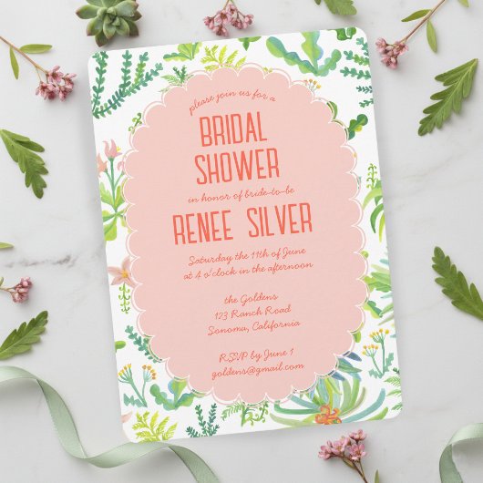 Jungle Garden Watercolor Custom BRIDAL SHOWER Einladung