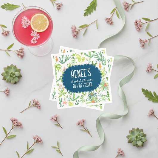 Jungle Garden Watercolor Custom BRIDAL SHOWER Serviette