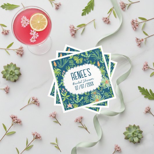 Jungle Garden Watercolor Custom BRIDAL SHOWER Serviette