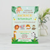 Jungle Geburtstagseinladung Party einladen Einladung (Stehend Vorderseite)