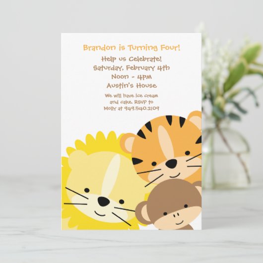 Jungle Geburtstagsparty Einladung (Stehend Vorderseite)