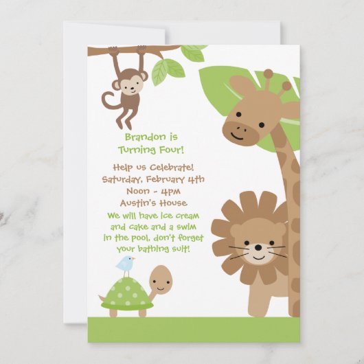 Jungle Geburtstagsparty Einladung (Vorderseite)