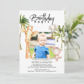 *~* Jungle Giraffe 2 ZWEI AR21 Foto Geburtstag  Einladung (Stehend Vorderseite)