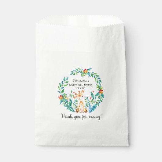 Jungle Giraffe Baby Dusche Fevor Bags Geschenktütchen (Vorderseite)
