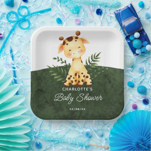 Jungle Giraffe Baby Dusche Paper Teller (Party)