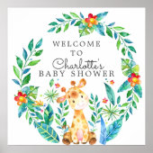 Jungle Giraffe Baby Dusche Willkommen Poster (Vorne)