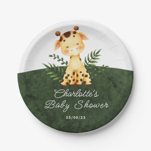 Jungle Giraffe Baby Shower 7" Plättchen Pappteller (Vorderseite)