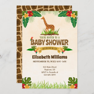 Jungle Giraffe Babydusche Einladung