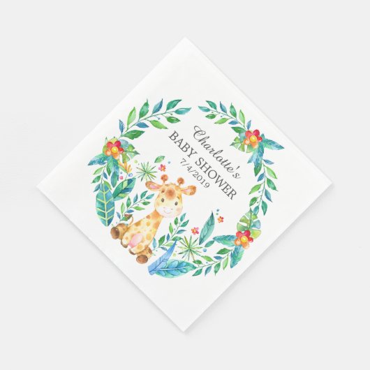 Jungle Giraffe Babydusche Papier Napkins Serviette (Ecke)