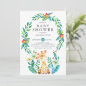 Jungle Giraffe Boy Baby Dusche Einladung (Stehend Vorderseite)