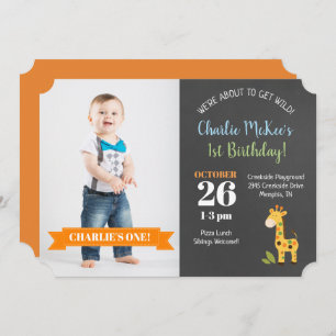 Jungle Giraffe Chalkboard Geburtstag Die Cut Einla Einladung