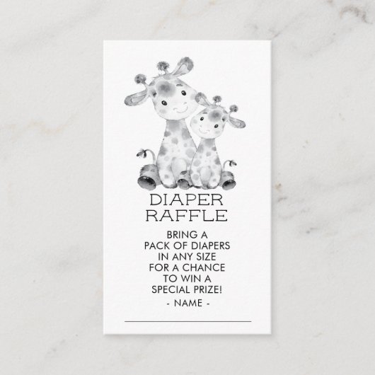 Jungle Giraffe Duwer Diaper Raffle Ticket Begleitkarte (Vorderseite)