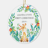 Jungle Giraffe Foto Baby's 1st Christmas Ornament (Links)