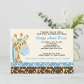 Jungle Giraffe Print (blau) Baby Shower 12x18 Einl Einladung (Stehend Vorderseite)