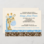 Jungle Giraffe Print (blau) Baby Shower 12x18 Einl Einladung (Vorne/Hinten)