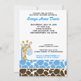 Jungle Giraffe Print (blau) Baby Shower 12x18 Einl Einladung