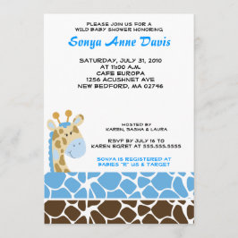Jungle Giraffe Print (blau) Baby Shower 12x18 Einl Einladung