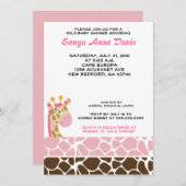 Jungle Giraffe Print (pink) Kinderdusche 12x18 Ein Einladung (Vorne/Hinten)