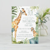 Jungle Giraffe trifft sich mit der Babydusche Einladung (Stehend Vorderseite)