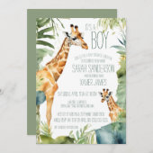 Jungle Giraffe trifft sich mit der Babydusche Einladung (Vorne/Hinten)