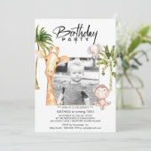 *~* Jungle Giraffe ZWEI 2 AR21 Foto Geburtstag Einladung (Stehend Vorderseite)