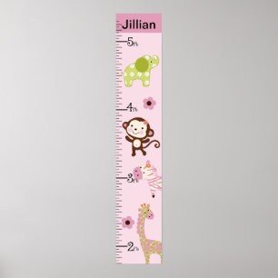 Jungle Girl Animals Growth Chart Behielt auf 8x44! Poster