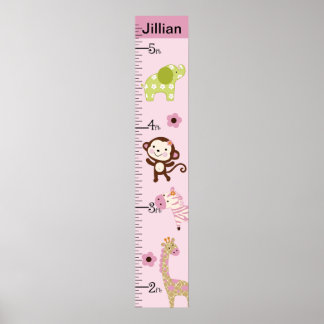 Jungle Girl Animals Growth Chart Behielt auf 8x44! Poster