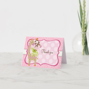Jungle Girl Animals Vielen Dank Hinweis Karten