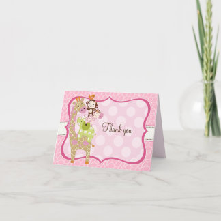 Jungle Girl Animals Vielen Dank Hinweis Karten