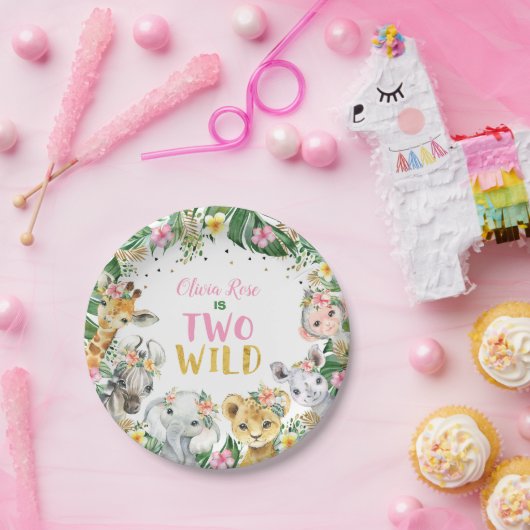 Jungle Girl Birthday Safari Animals Paper Plates Pappteller (Party)