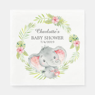 Jungle Girl Elephant Babyduschpapier Napkins Serviette