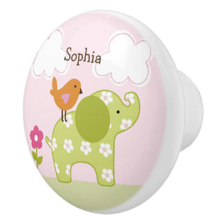 Jungle Girl Elephant Drawer Pull Keramik Knock Keramikknauf