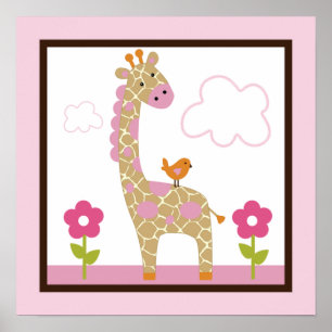 Jungle Girl/Giraffe Poster/Print Wall Art Poster