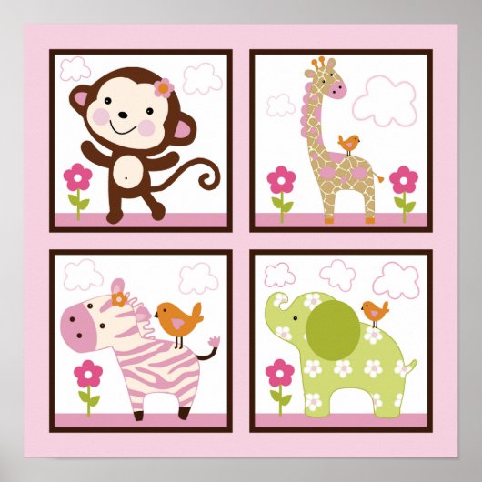 Jungle Girl/Tiere Poster/Wand an Wand Kunst (Vorne)