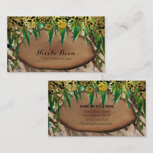 JUNGLE Gold Glam Animal Print Eleganter Chic Visitenkarte (Vorne/Hinten)