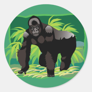 Jungle Gorilla Runder Aufkleber